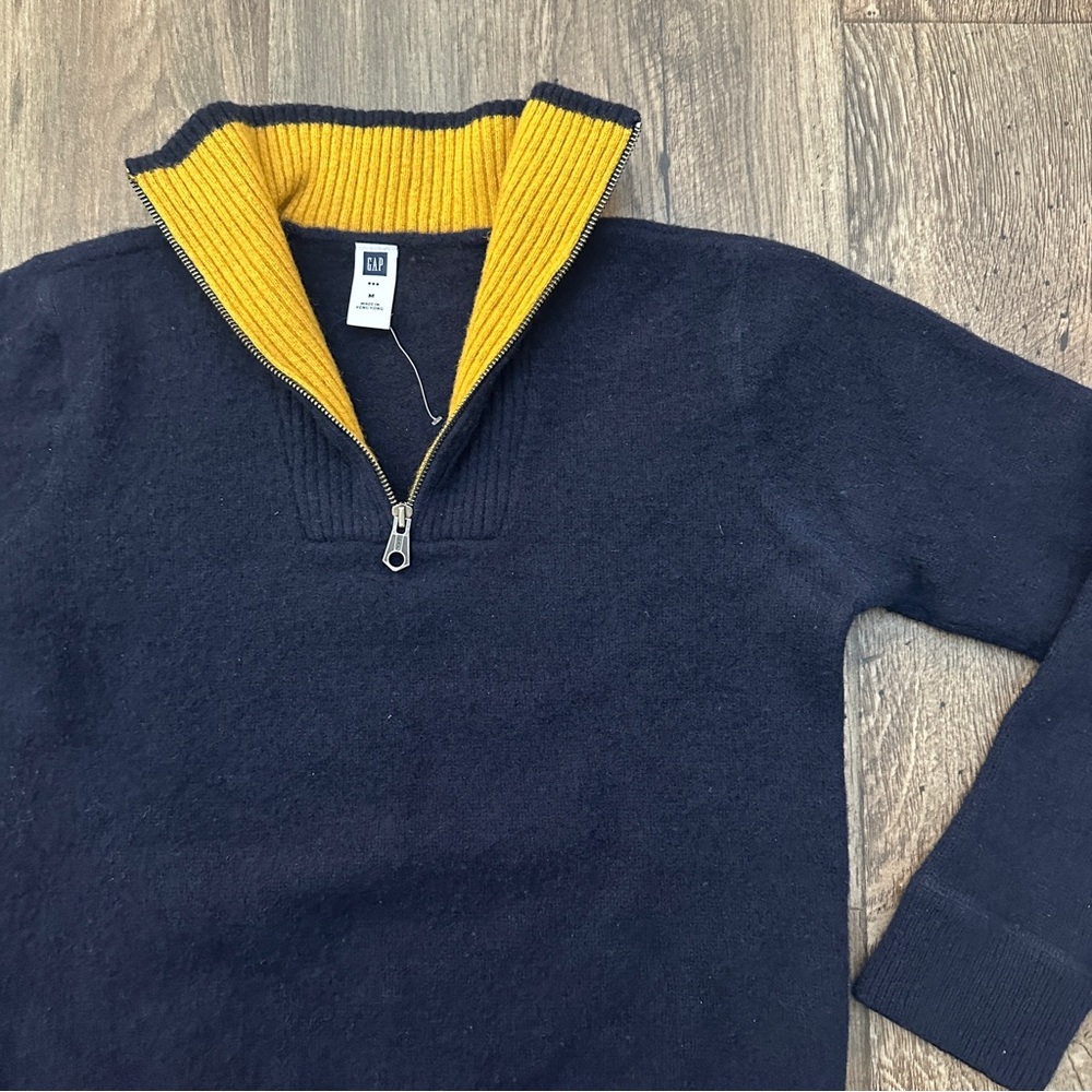 GAP 80% Lambswool Pullover Quarter Zip Sweater Sz M(S) Honk Kong 2005